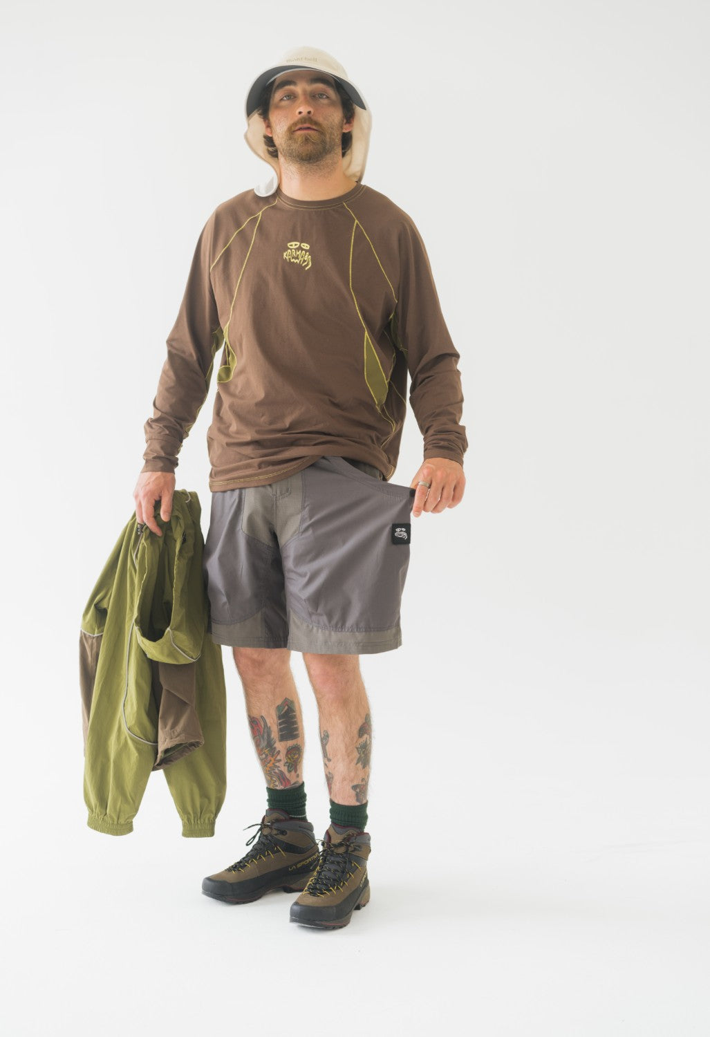 Karma8a REAL Cutout Long Sleeve Training Tee - Brown