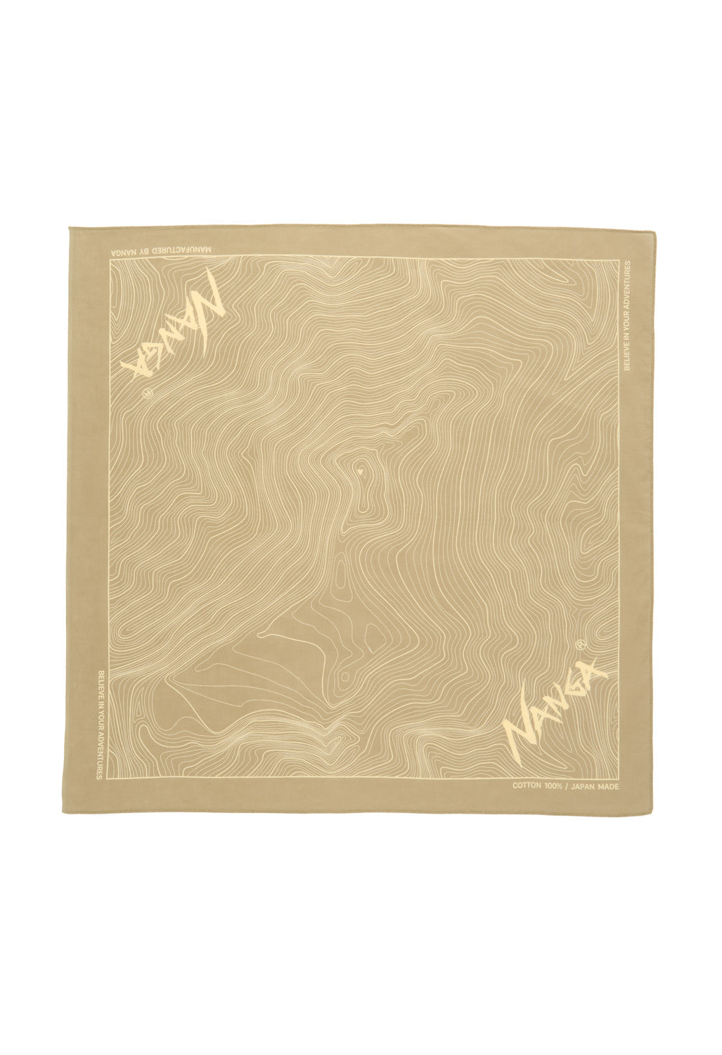 Nanga Nanga Parbat Contour Map Bandana - Beige