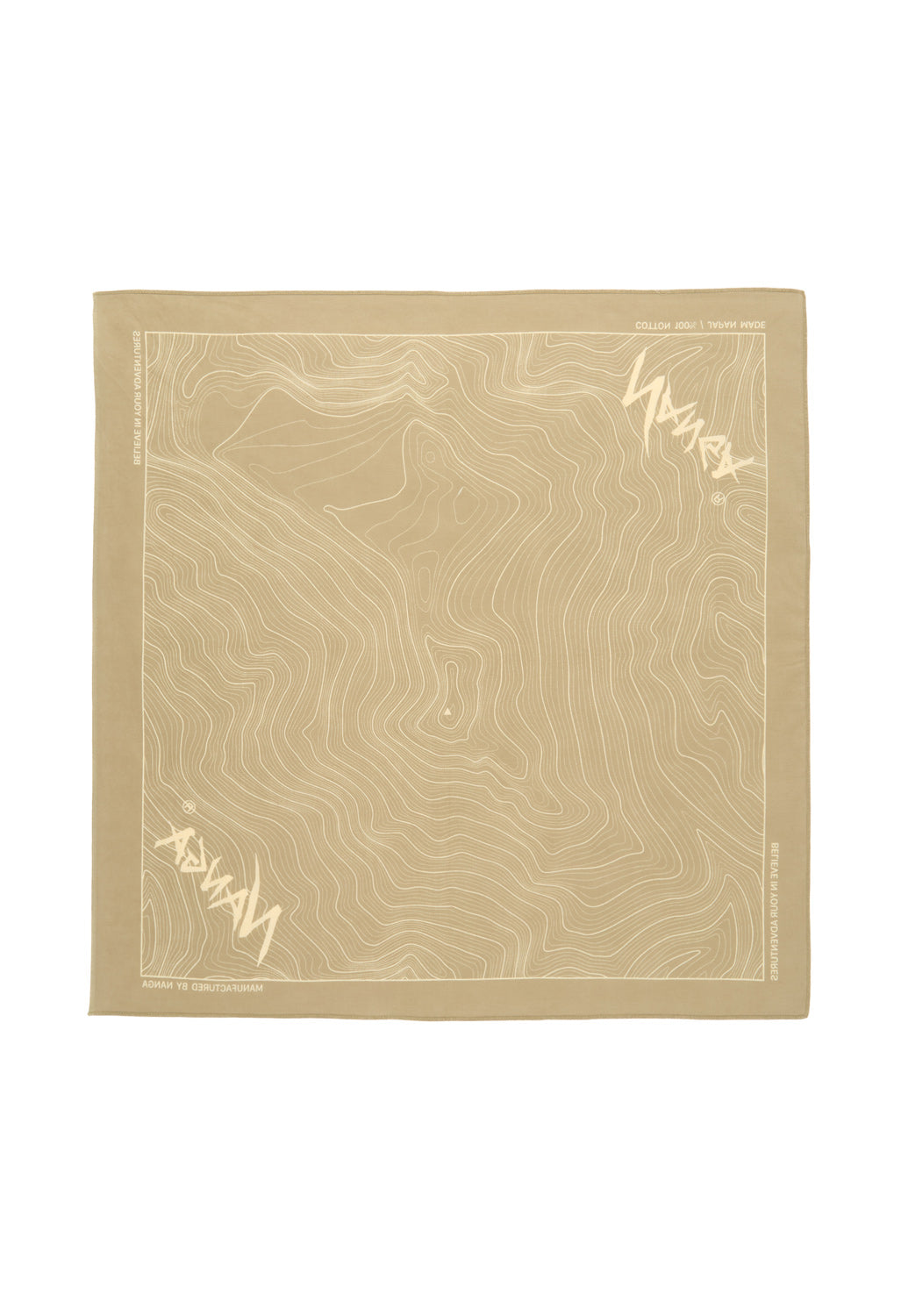 Nanga Nanga Parbat Contour Map Bandana - Beige