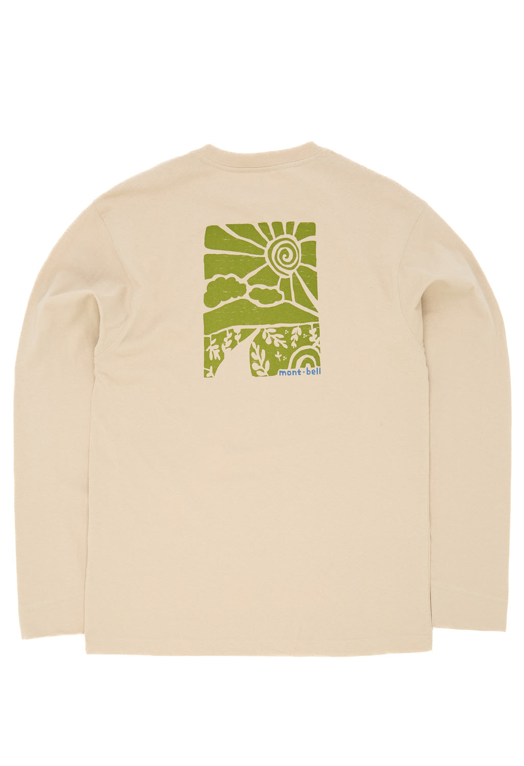 Montbell Men's Pear Skin Cotton Long Sleeve Road To The Mountains T-Shirt - Ivory