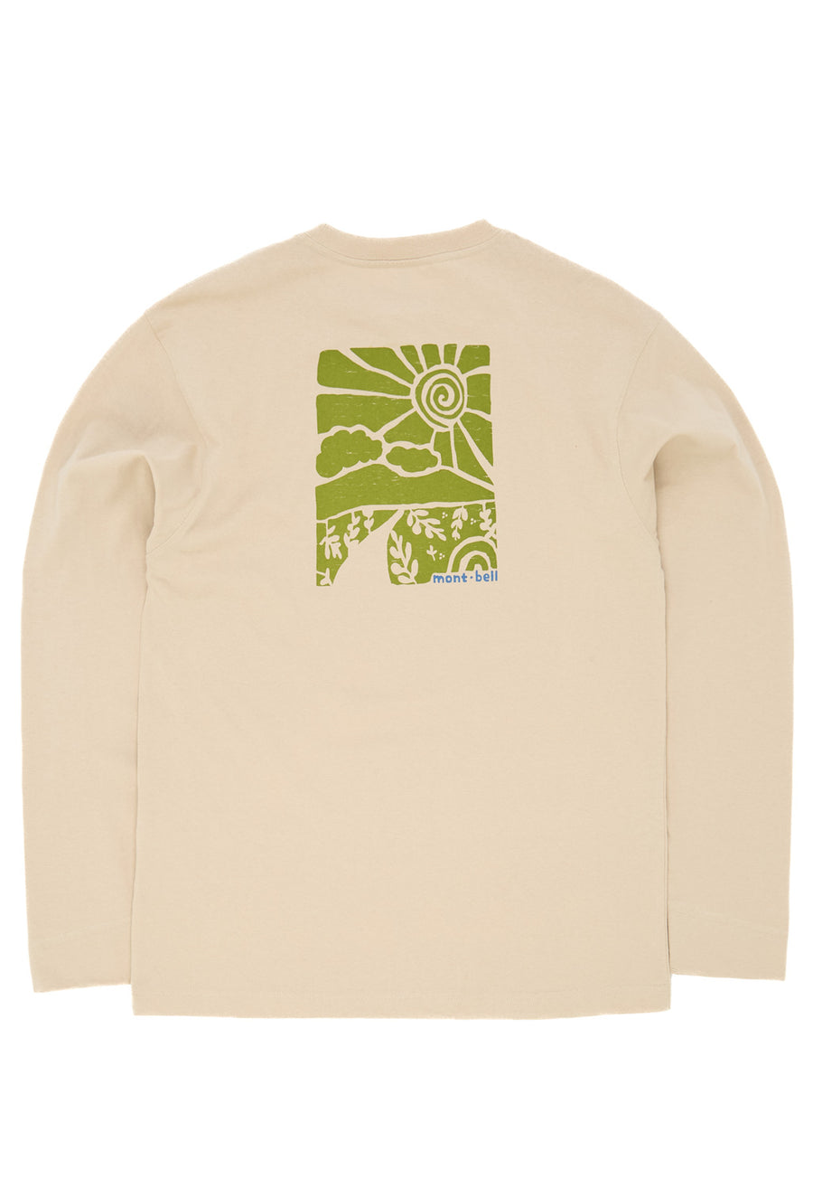 Montbell Men's Pear Skin Cotton Long Sleeve Mountains T-Shirt - Dark Green