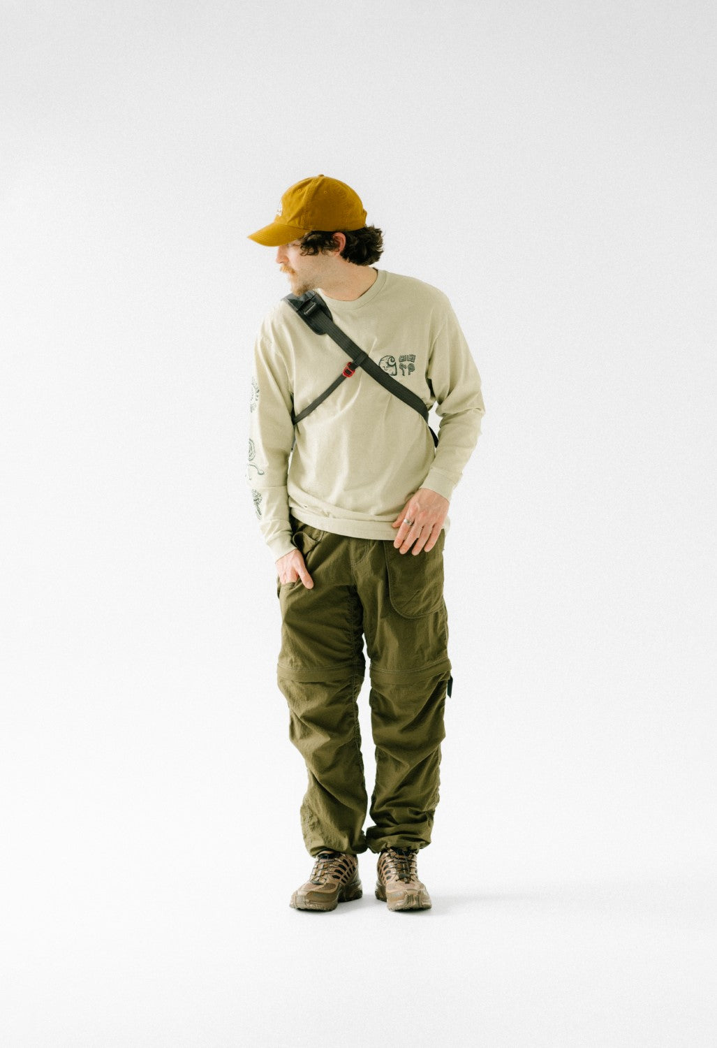 and wander Men's Ny Taffeta Hiker 2Way Pants - Dark Khaki