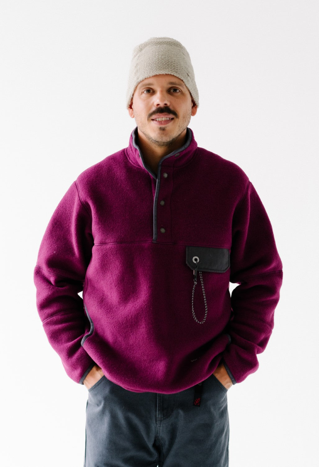 and wander Wool Fleece Pullover - Purple