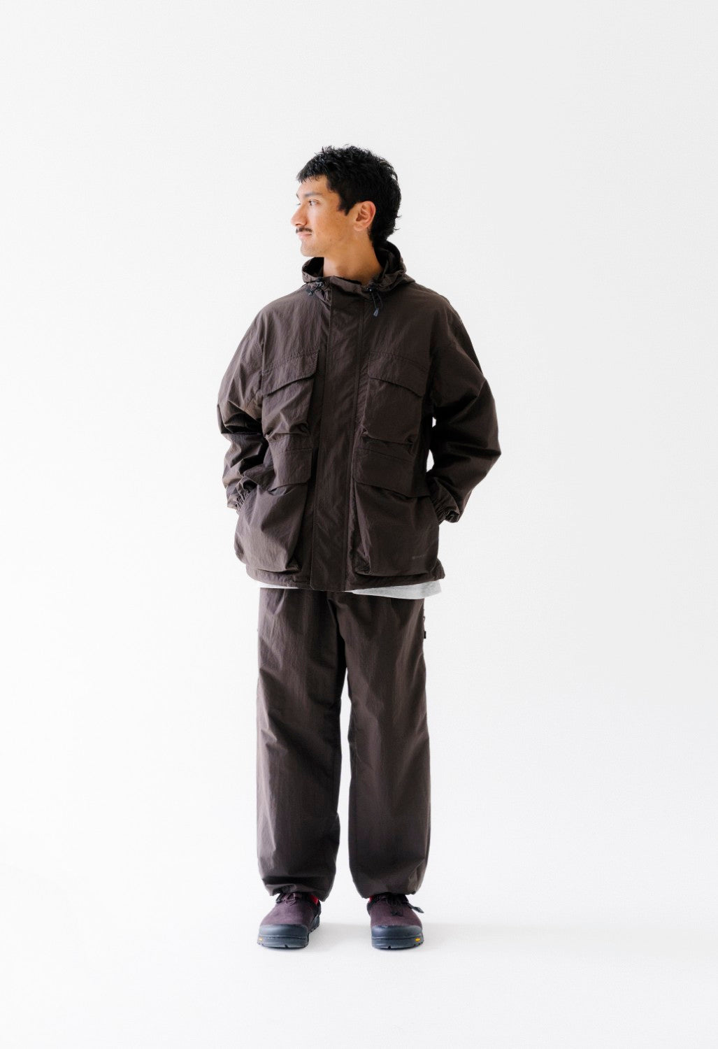 Snow Peak Men's Nylon Double Rip Jacket - Dark Brown